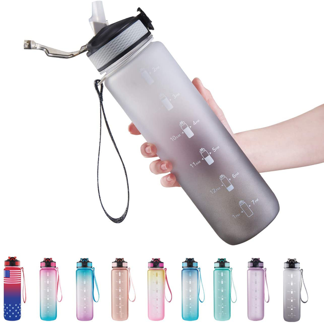 16oz Drinking Water Bottle with Time Marker to Ensure You Drink