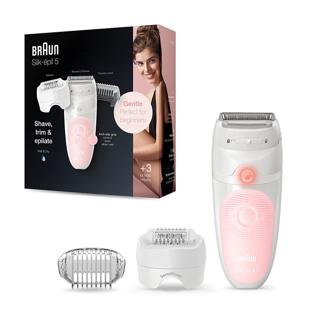 Braun Epilator Silk-epil 5 5-620, Hair Removal for Women, Shaver & Trimmer,  Cordless, Rechargeable, Wet & Dry