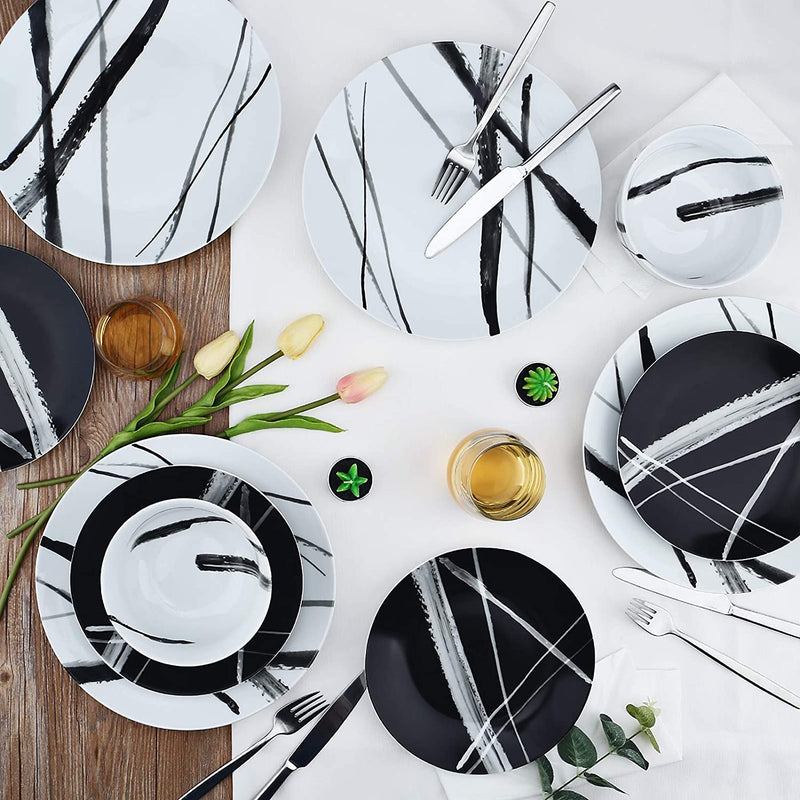 White and Black 24pc Bella Assorted Cutlery Set