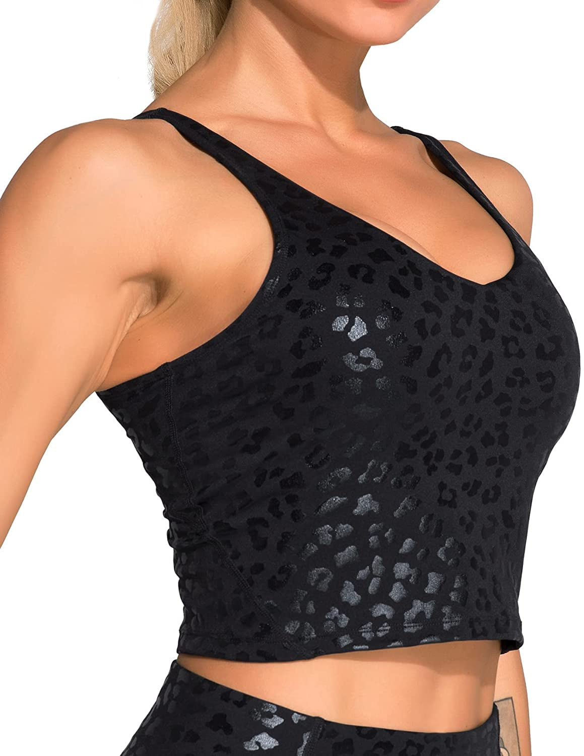 Buy Women Padded Longline Yoga Cami Crop Tank Tops with Built