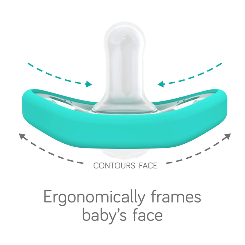 Baby Pacifiers 0-3 Month - Orthodontic, Curves Comfortably with Face Contour