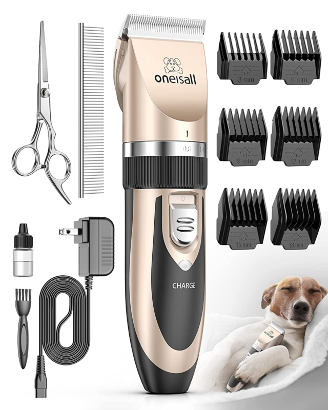 Oneisall Dog Shaver Clippers Low Noise Rechargeable Cordless Electric Quiet Hair