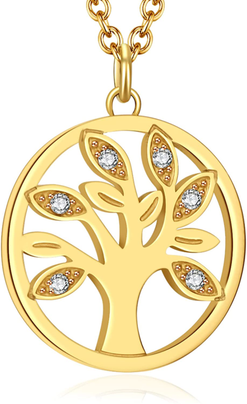 Tree of Life Necklace Titanium Steel 18K Gold Plated Tree of Life Pendant Necklace