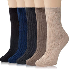 5 Pairs Womens Wool Socks Thick Knit Warm Winter Socks for Women Cozy Comfy Socks