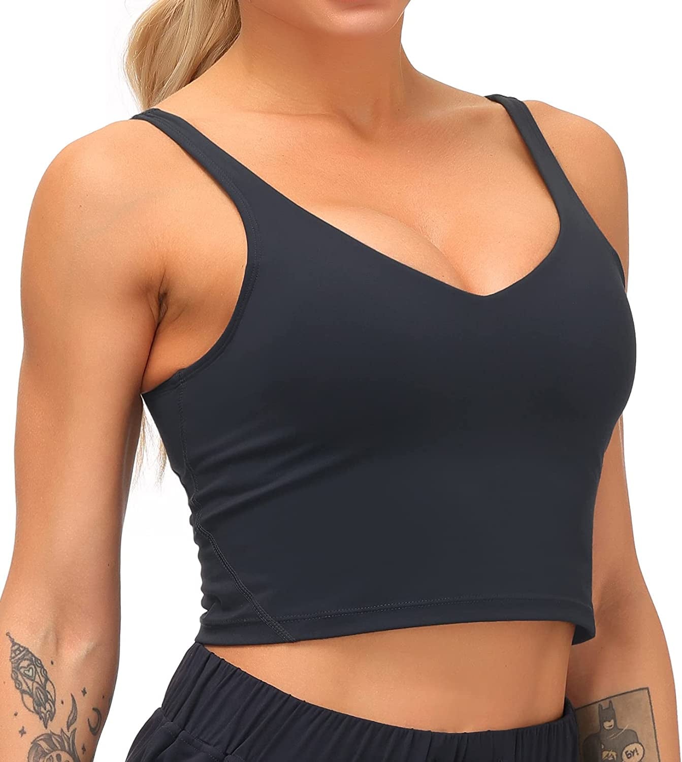 Women Padded Sports Bra Fitness Workout Running Shirts Yoga Tank Top  Camisole Crop Top with Built in Bra