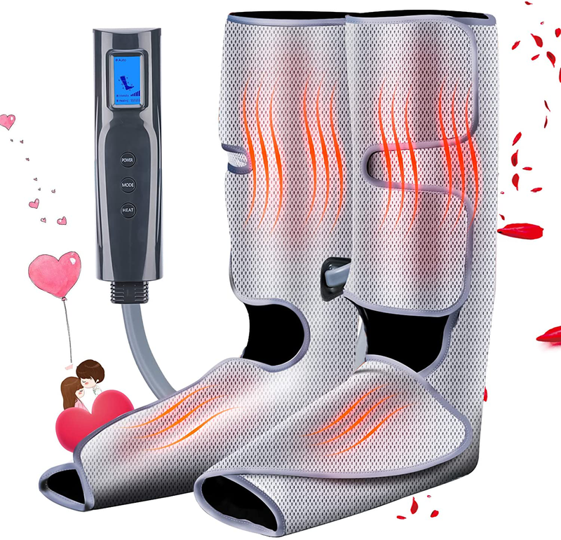 Leg Massager with Heat and Compression for Circulation, Air Foot and Calf Massager for Edema Relief, Foot Pain Relief Relief and Varicose Veins