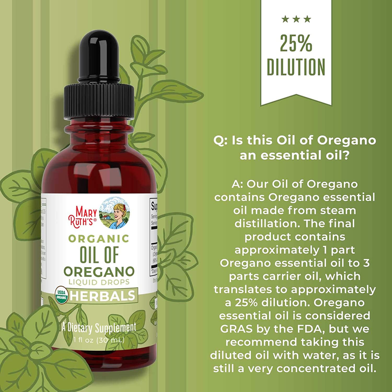 Oregano Oil Drops | 6 Month Supply | USDA Organic Oil of Oregano Liquid | Herbal Blend for Immune Support | Digestive Health | Overall Health | Vegan | Sugar Free | Non-Gmo | 1 Fl Oz
