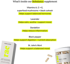 Rae Rebalance Capsules - Promotes Hormone Balance for Women - Eases PMS Symptoms and Minimizes Bloating - Postpartum Mood Support for New Moms - Menopause Supplement for Women - 30 Day Supply
