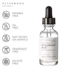 Asterwood Naturals Pure Hyaluronic Acid Serum for Face; Plumping Anti-Aging Face Serum, Hydrating Facial Skin Care Product, Fragrance Free, Pairs Well with Vitamin C Serum & Retinol Serum, 29Ml/1 Oz