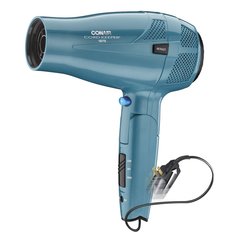 Conair 1875 Watt Cord Keeper Travel Hair Dryer with Folding Handle and Retractable Cord Teal, Blue