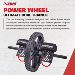 Power Wheel for Home Full Body Functional Fitness Strength Including Abs & Core, Lower Body and Upper Body with Foot Straps for More Workout Options