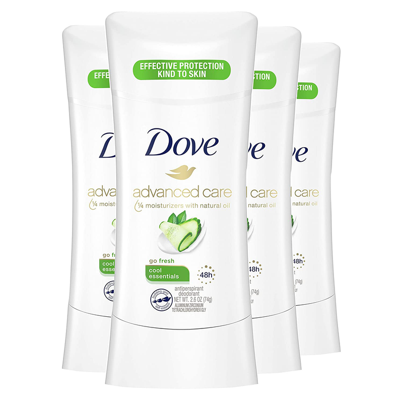 Dove Antiperspirant Deodorant with 48 Hour Protection Advance Cool Essentials Deodorant for Women 2.6 Oz 4 Count