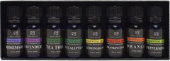 Radha Beauty Aromatherapy Top 8 Essential Oils 100% Pure & Therapeutic Grade - Sampler Gift Set & Kit (Lavender, Tea Tree, Eucalyptus, Lemongrass, Orange, Peppermint, Frankincense and Rosemary)
