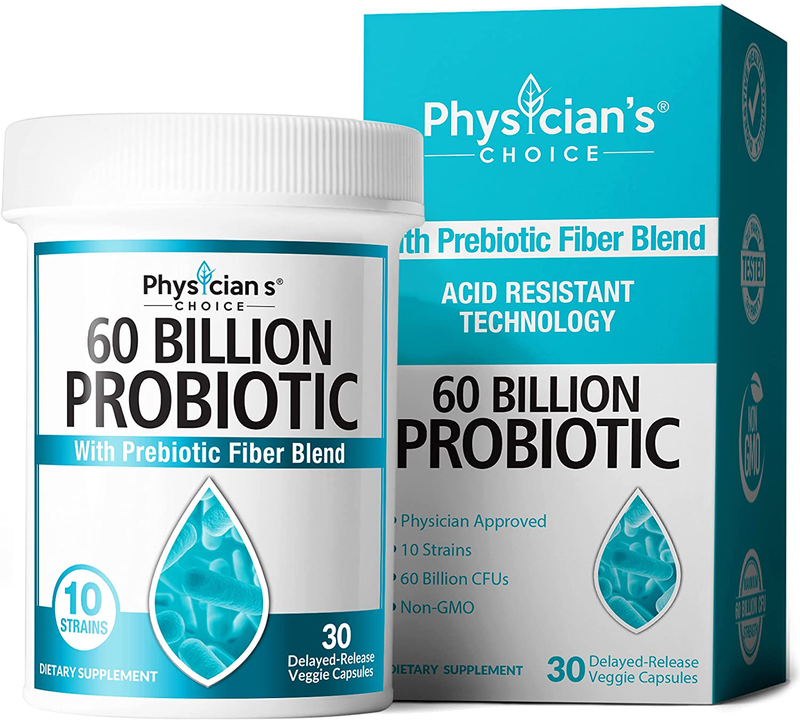 Probiotics 60 Billion CFU - Probiotics for Women, Probiotics for Men and Adults, Natural, Shelf Stable Probiotic Supplement with Organic Prebiotic, Acidophilus Probiotic