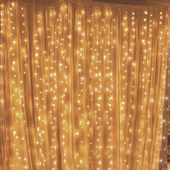 300 LED Window Curtain String Light for Christmas Wedding Party Home Garden Bedroom Outdoor Indoor Wall Decoration (White)