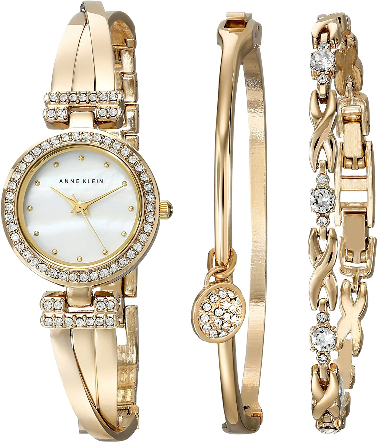 Buy Anne Klein Gold Charm Bracelet Watch For Women Online in UAE | Sharaf DG