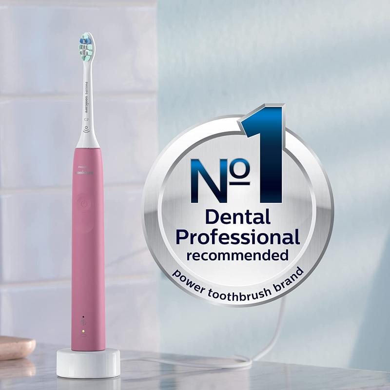 Philips Sonicare 4100 Power Toothbrush, Rechargeable Electric Toothbrush with Pressure Sensor, Deep Pink HX3681/26