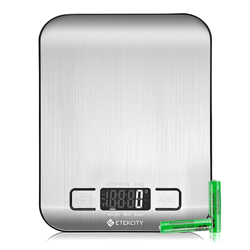 Food Kitchen Scale, Digital Grams and Ounces for Weight Loss, Baking, Cooking, Keto and Meal Prep, Medium, 304 Stainless Steel