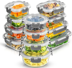 24Pc Glass Storage Containers with Lids. 12 Airtight, Freezer Safe Food Storage Containers, Pantry Kitchen Storage Containers, Glass Meal Prep Container for Lunch