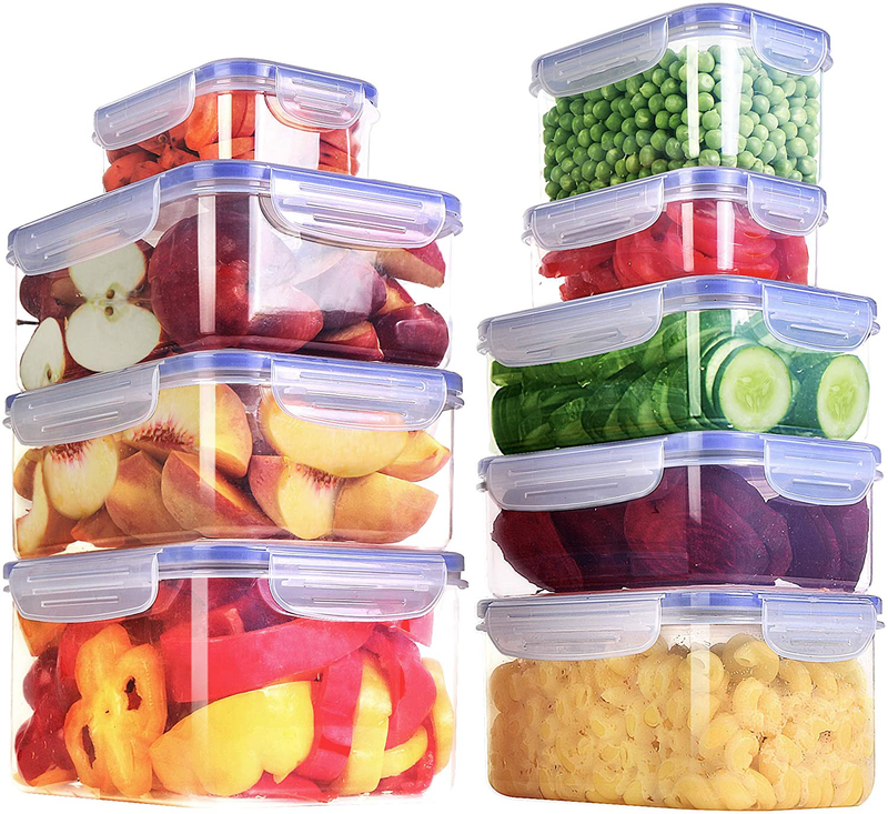 Utopia Kitchen Glass Food Storage Container Set - 18 Pieces (9 Containers  and 9 Lids) - Transparent Lids - BPA Free 