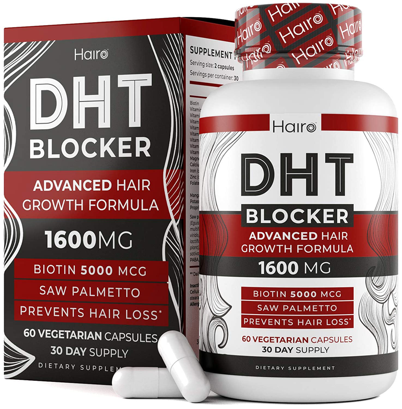 DHT Blocker Hair Growth Supplement - High Potency Biotin & Saw Palmetto for Hair Regrowth - Natural Hair Loss Treatments for Women & Men - Helps Stimulate Hair Follicle Growth