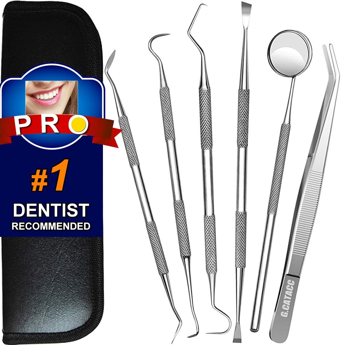Dental Tools Plaque Remover for Teeth Professional Dental Hygiene Cleaning Kit Stainless Steel Tooth Scraper Plaque Tartar Remover Cleaner Dental