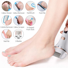 Electric Foot File Callus Remover, Electric Foot Callus Remover Kit, Foot Care Feet File with 3 Roller Heads, 2 Speed for Men Women (White)