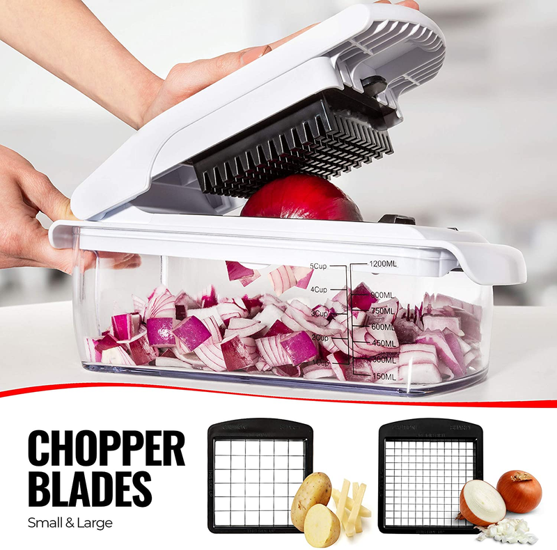 Fullstar 9-In-1 Deluxe Vegetable Chopper Kitchen Gifts | Onion Chopper & Dicer | Peeler, Spiralizer, Zoodle Maker, Lemon Squeezer, Egg Slicer & Seperator- Ultimate Kitchen Gadget
