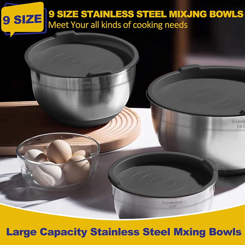 YIHONG 7Pcs Stainless Steel Mixing Bowls with Lids,lfor Baking