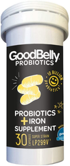 Goodbelly® Probiotic Supplement for Digestive Support & Iron Deficiency - Includes 10 Billion Live Probiotics for Women & Men (30 Capsules per Bottle)