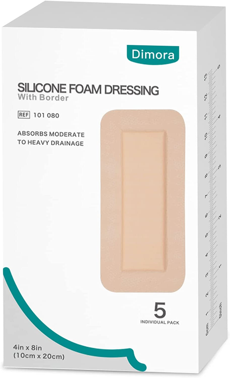 Silicone Foam Dressing with Border Adhesive 4"X4" Waterproof Wound Dressing Bandage for Wound Care 10 Pack