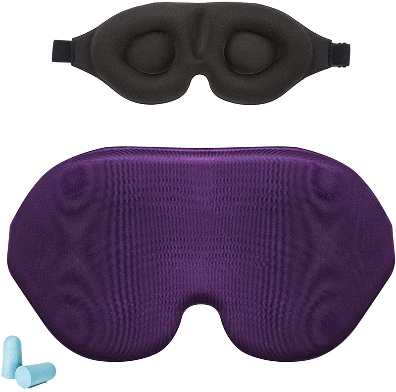 Night Sleep Eye Mask for Men Women ,Design Light Blocking Sleep Mask with Adjustable Strap, for Travel/Sleeping/Shift Work, Includes Travel Pouch, Black