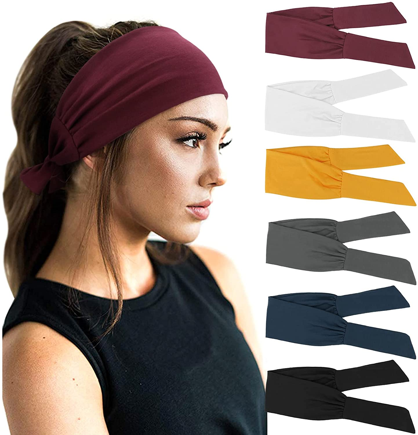6 PCS Adjustable Headbands for Women Knotted Headbands Cotton Elastic