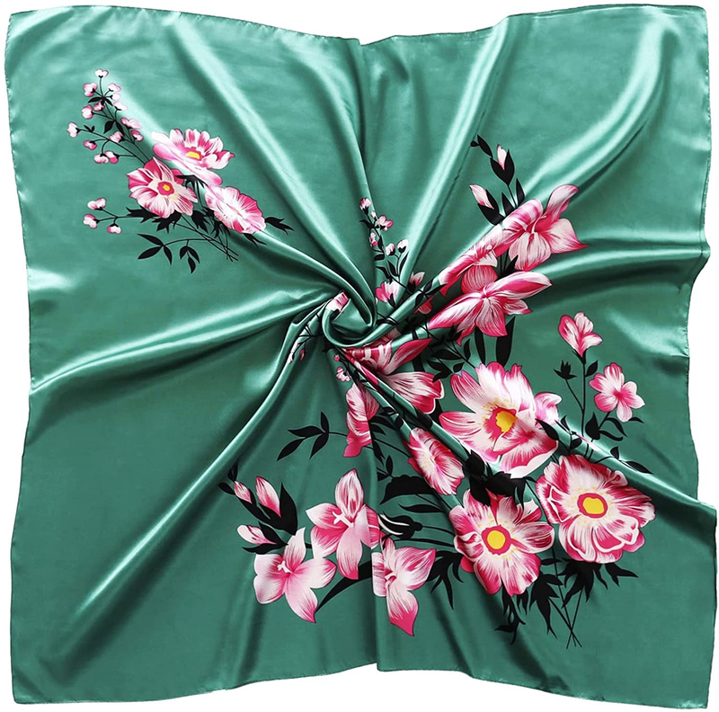 35" Square Silk like Head Scarf - Women'S Fashion Silk Feeling Scarf for Hair Wrapping and Sleeping at Night.