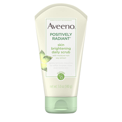Aveeno Positively Radiant Skin Brightening Exfoliating Daily Facial Scrub, Moisture-Rich Soy Extract, Oil- & Soap-Free Tone-Evening Face Cleanser, Hypoallergenic & Non-Comedogenic, 5 Oz