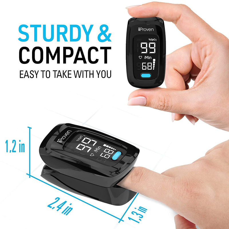 Pulse Oximeter Fingertip Oxygen Concentrator, Blood Saturation Monitor with Heart Rate Detection Including Batteries, Case and Lanyard