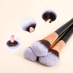 SOLVE Makeup Brushes 16 Pcs Premium Synthetic Foundation Blending Blush Concealer Eye Shadow Makeup Brush Set，Leather Travel Makeup Bag Included， Black with Rose Gold