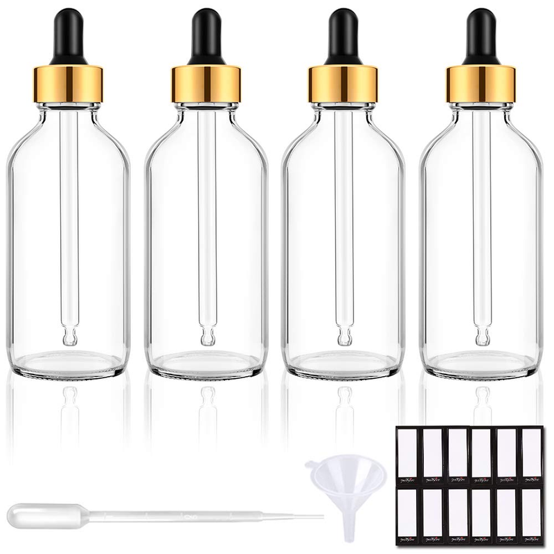 White and gold dropper bottle PNG bundle