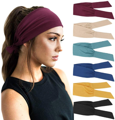 6 PCS Adjustable Headbands for Women Knotted Headbands Cotton Elastic Non-Slip Fashion Hair Bands for Workout Sports Running Yoga