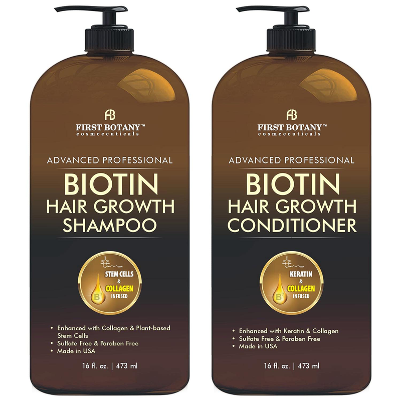 Biotin Hair Growth Shampoo Conditioner - an anti Hair Loss Set Thickening Formula, Collagen & Stem Cell for Hair Regrowth, anti Thinning Sulfate Free for Men & Women anti Dandruff Treatment 16 Oz X2