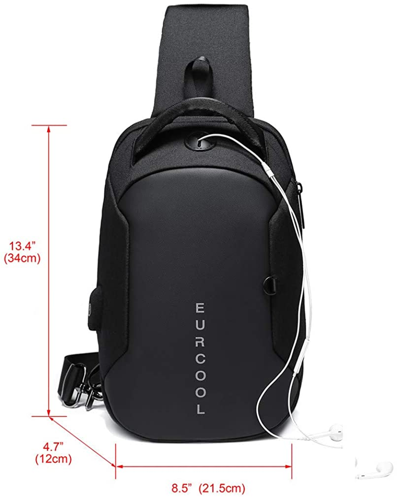 Men's Shoulder Bag, Small Sling Messenger Bags, Water Repellent Cross Body Chest Bag, Running Hiking Biking Daypacks 
