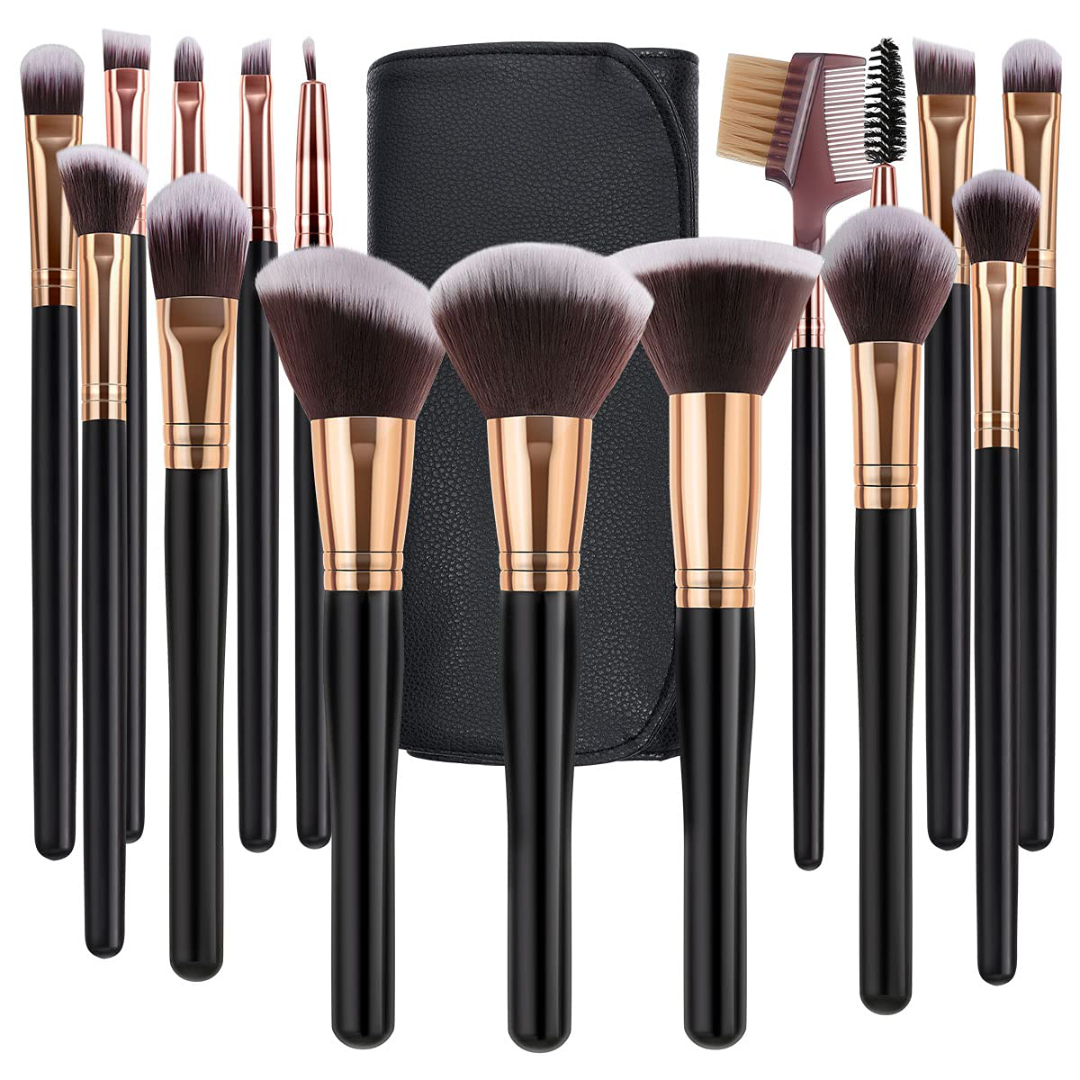 Makeup Brushes 16 Pcs Premium Synthetic Leather Travel Makeup Bag Incl