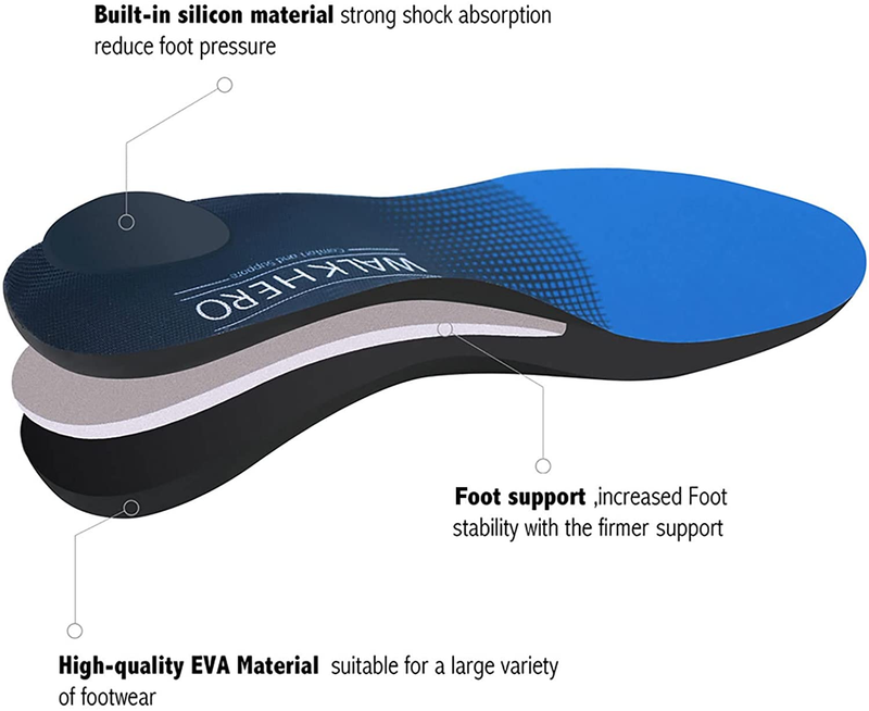 Plantar Fasciitis Feet Insoles Arch Supports Orthotics Inserts Relieve Flat Feet, High Arch, Foot Pain