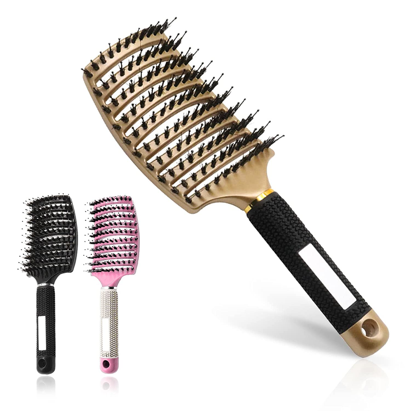 Curved Hair Brush and 3 Packs of 9.8 Inches Hair Brush,Kangsanli Professional Hairstreaq Detangling Brush for Women Men Best Brush for Tangled Hair 