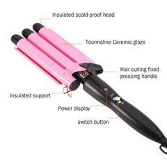 Hair Curling Iron 1 Inch 3 Barrel Hair Crimper Ceramic Two Gear Temperature Control Hair Waving Styling Tools