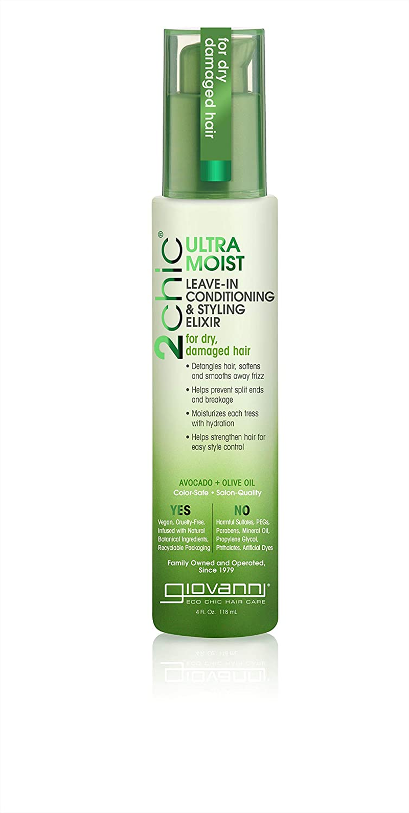 GIOVANNI 2Chic Ultra Moist Leave-In Conditioning Styling Elixir, 4 Oz. 