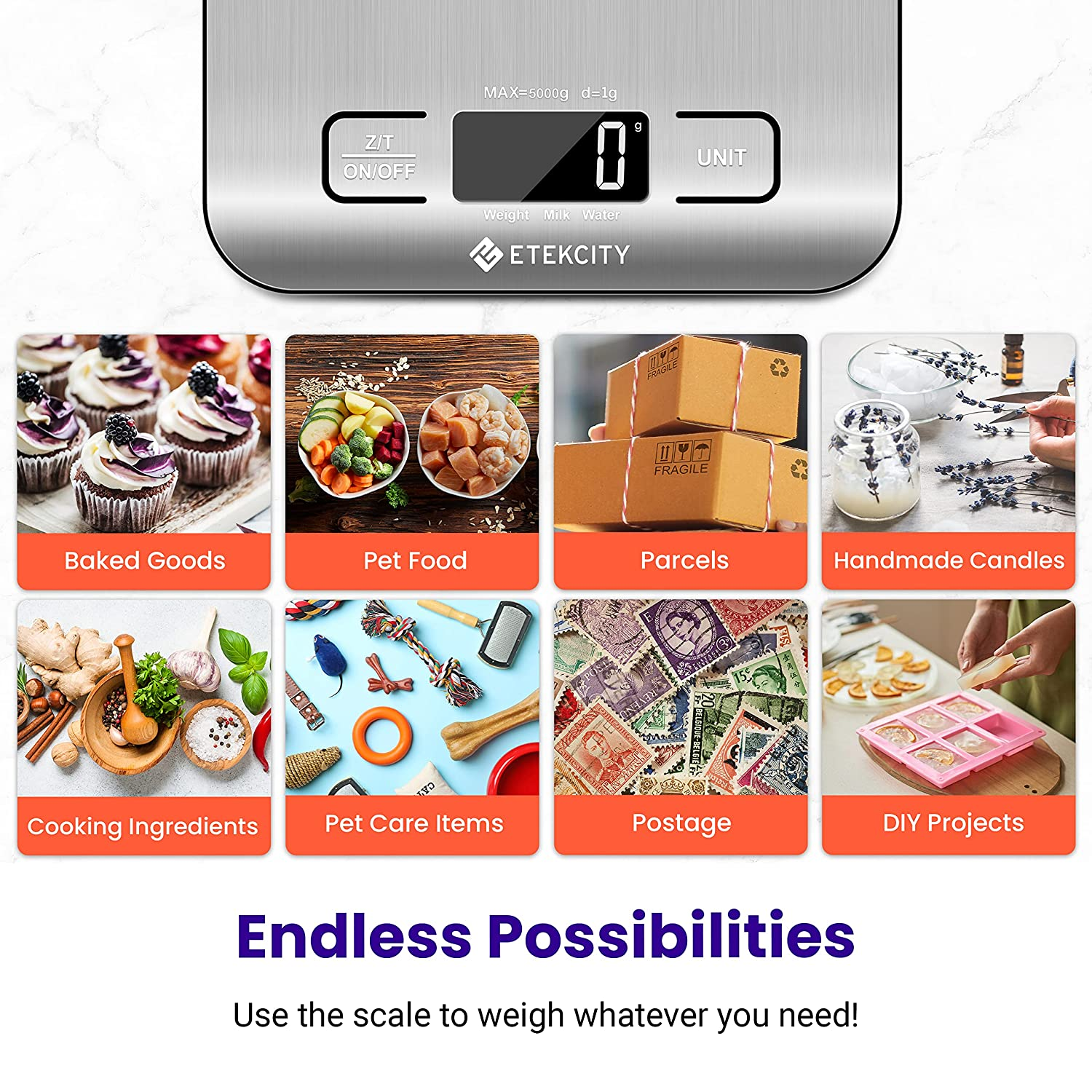 Etekcity Digital Kitchen Weighing Scale, Digital Grams and Ounces for  Weight Loss, Baking, Cooking, Keto and Meal Prep