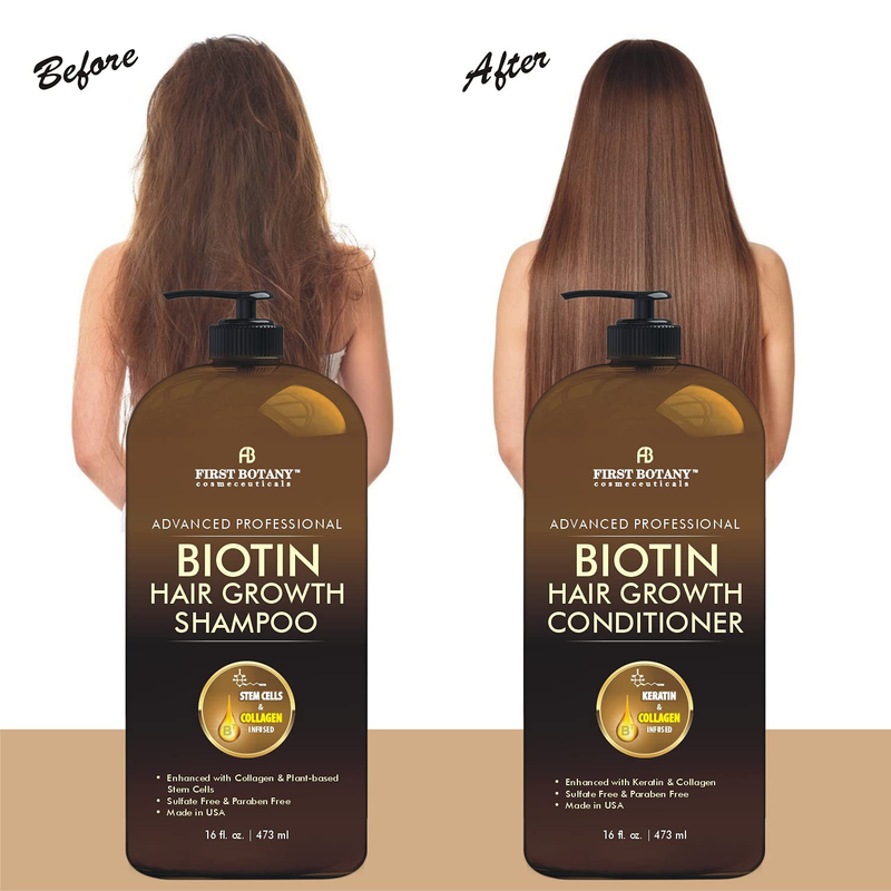 Biotin Hair Growth Shampoo Conditioner - an anti Hair Loss Set Thickening Formula, Collagen & Stem Cell for Hair Regrowth, anti Thinning Sulfate Free for Men & Women anti Dandruff Treatment 16 Oz X2