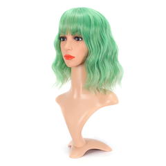 Short Bob Wigs Pastel Wavy Wig with Air Bangs Women'S Shoulder Length Wigs Curly Wavy Synthetic for Girl Colorful Costume Wigs(12