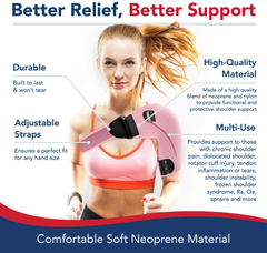 Doctor Developed Shoulder Support / Shoulder Strap / Shoulder Brace [Single] & Doctor Written Handbook - Relief for Shoulder Injuries, for Both Left & Right (Pink)